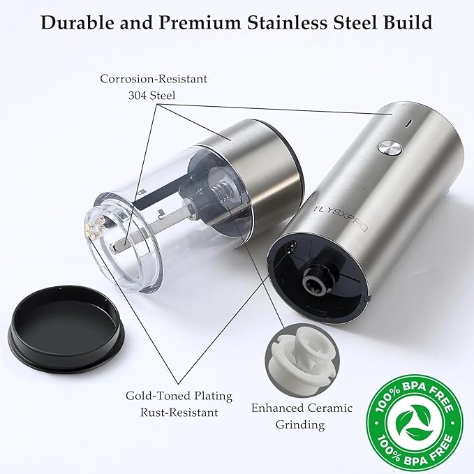 Electric Salt and Pepper Grinder Set