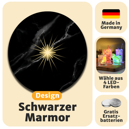 Luminous LED coasters with free spare batteries Pack of 6