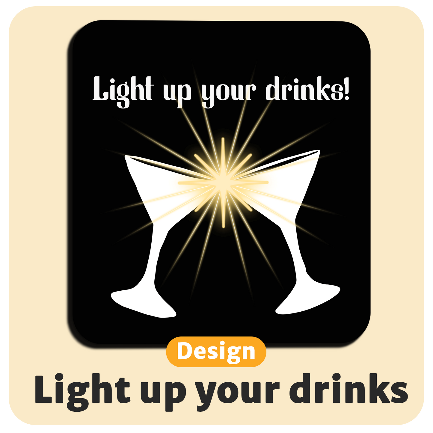Luminous LED coasters with free spare batteries Pack of 6